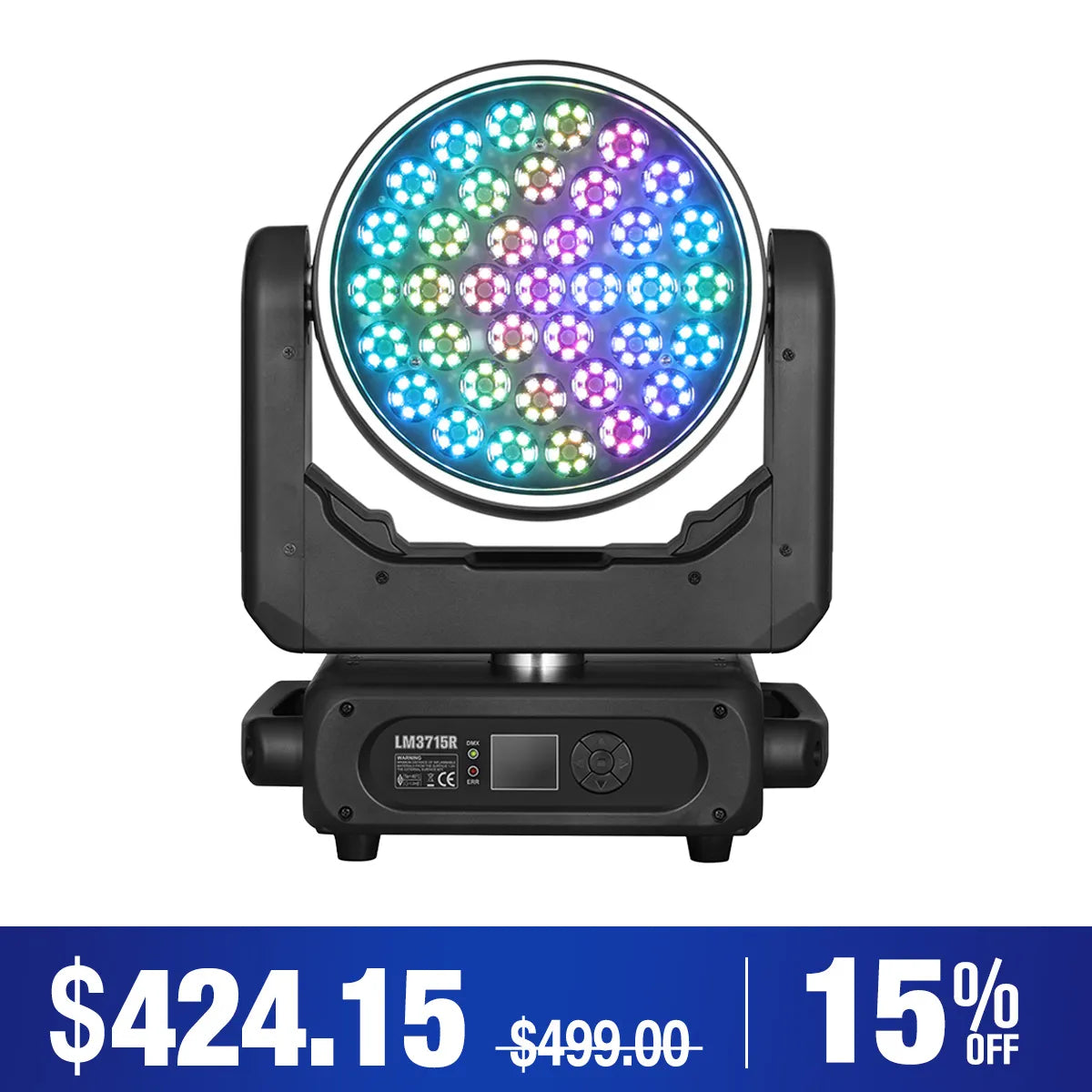 Betopper LM3715R 37×15W Wash Moving Head with Halo Ring
