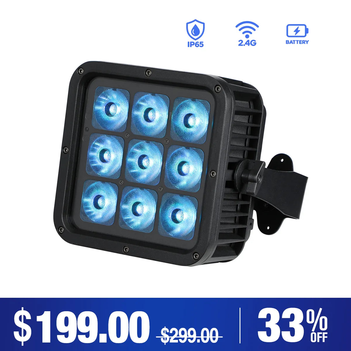Betopper LPD001 9×18W RGBWA+UV 6-in-1 Battery-Powered IP65 Outdoor Uplight