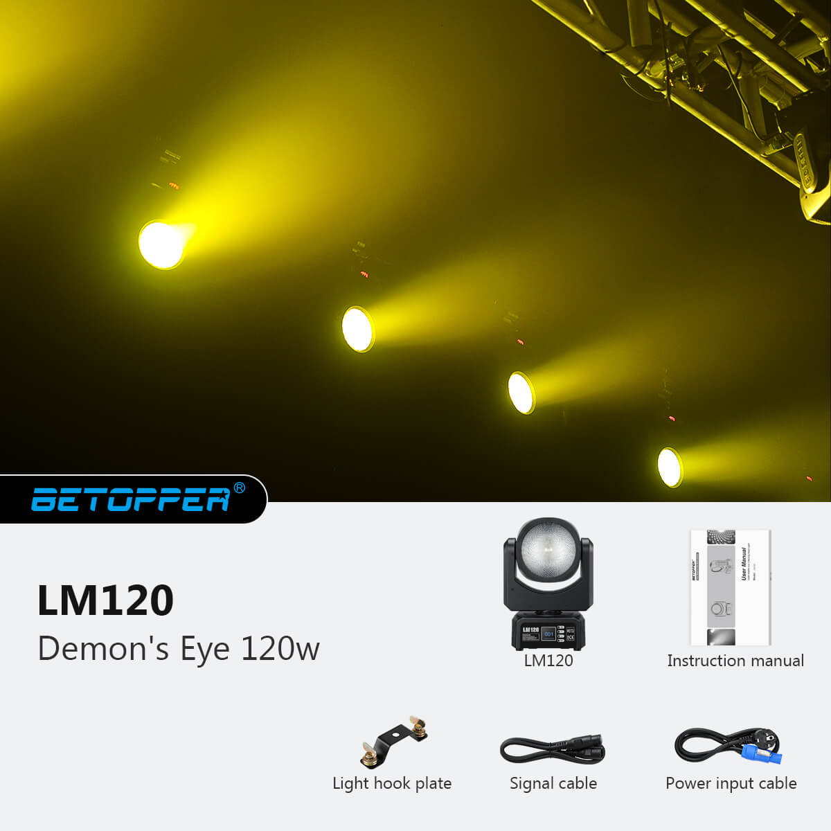 <tc>Betopper</tc> Projecteur DJ à tête mobile LM120 Demon's Eye 120 W
